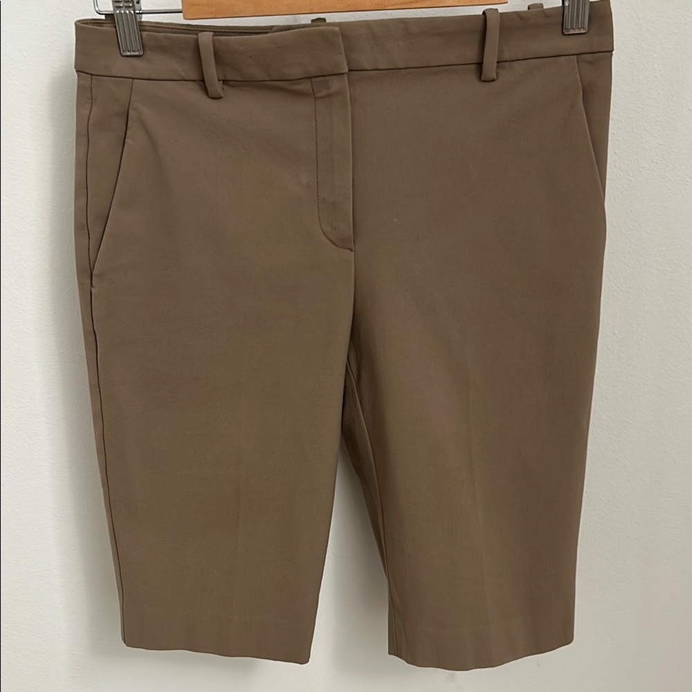 Theory Treeca Eco Bistretch Tailored Shorts Brown Size 2 Slim Fit Made in USA